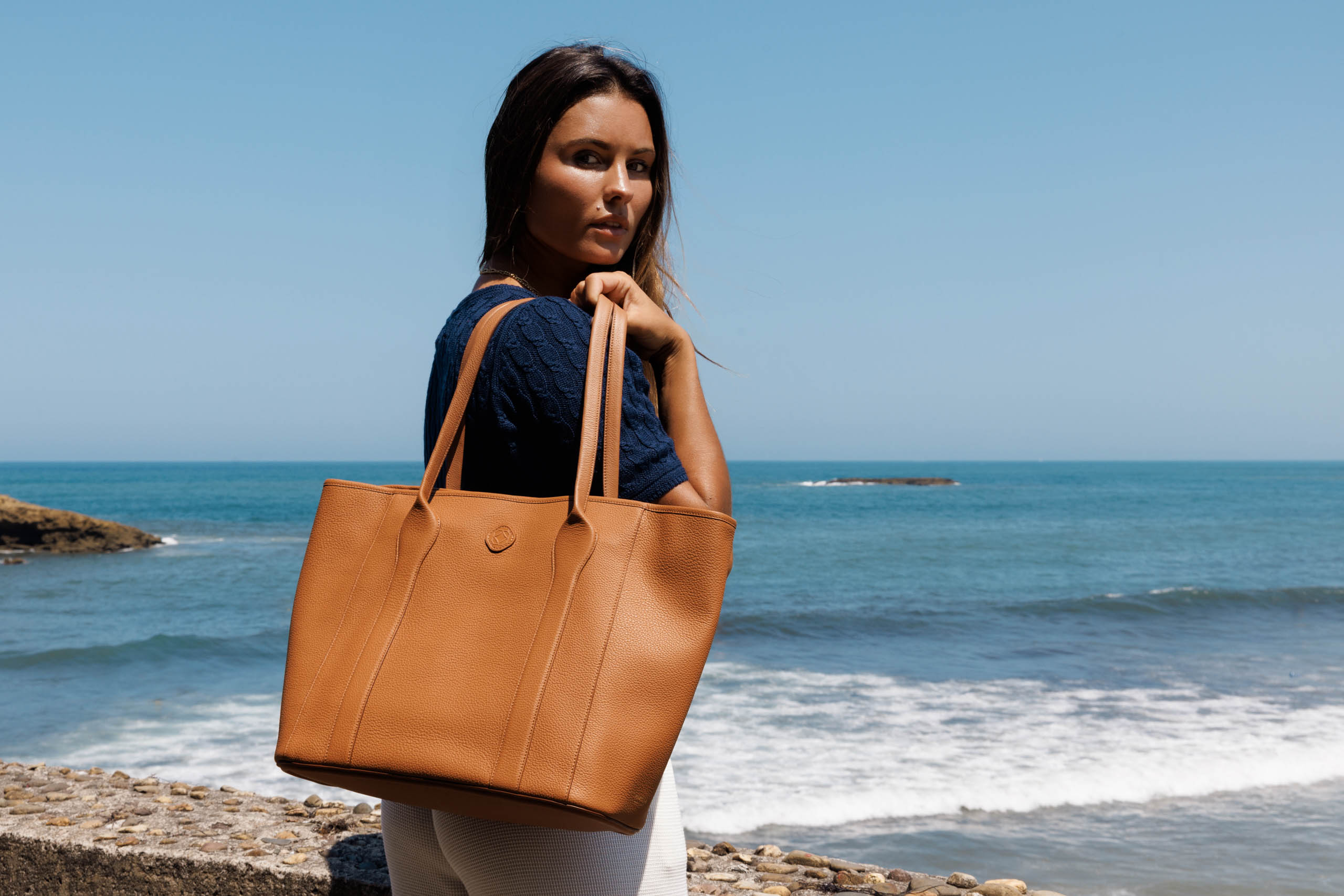 Madame Leather Tote Bag Cognac