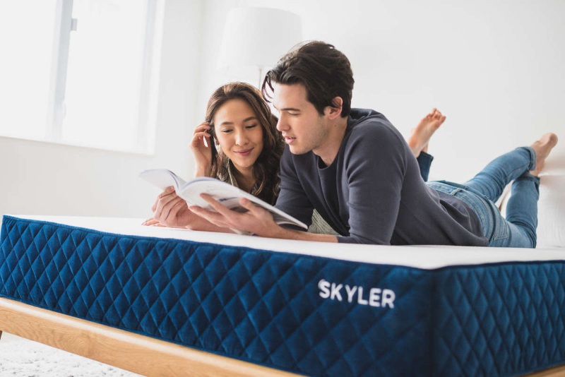Skyler mattress couple reading casual Skyler mattress couple reading casual