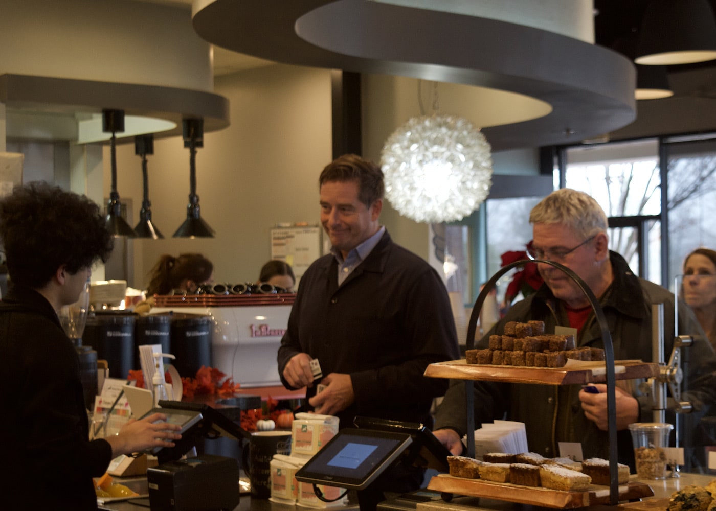 Guests being greeted by Kaldi's Coffee team members